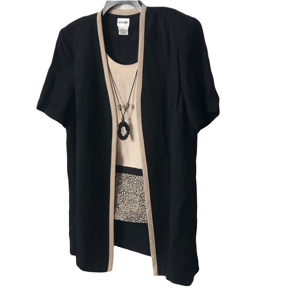 Liz Baker Women’s Black, Tan, Leopard Print and White Jacket Top Size 14 - Picture 7 of 10